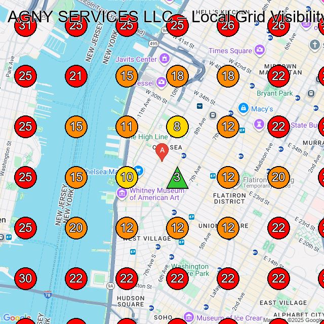 AGNY SERVICES LLC GeoGrid visibility map for Property Maintenance in New York